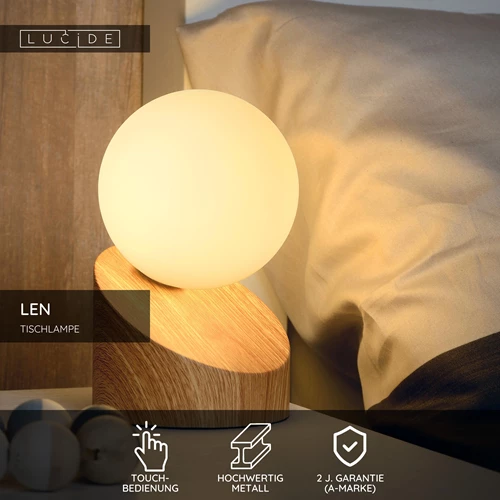 Lucide LEN - Tischlampe - Ø 10 cm - 1xG9 - Helles Holz - USP